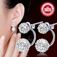 Exquisite Double Ball Design Stud Earring 925 Sterling Silver Hypoallergenic 136