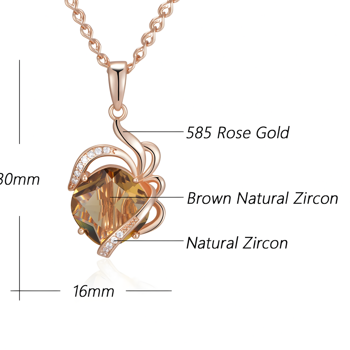 Vintage Geometric Pendant Necklace for Women – Copper Metal 585 Rose Gold 1272