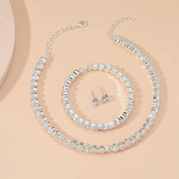 Luxury Glitter Crystal Zircon Necklace & Stud Earrings & Bangle Jewelry 99 UK