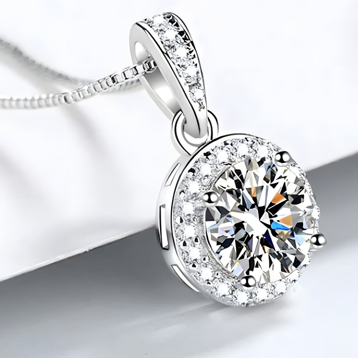 925 Sterling Silver Fine Round AAA Zircon Pendant Necklaces Women Jewelry 273