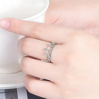 925 Sterling Silver Adjustable Crown Ring AAA Cubic Zirconia -Elegant Design 384