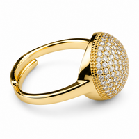 Luxury Oval Statement Ring For Women, Adjustable Gold Tone Cocktail Ring 1502