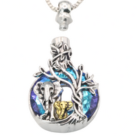 Memorial Necklace – Stainless Steel Crystal Elephant Pendant Ash Urn Locket B262