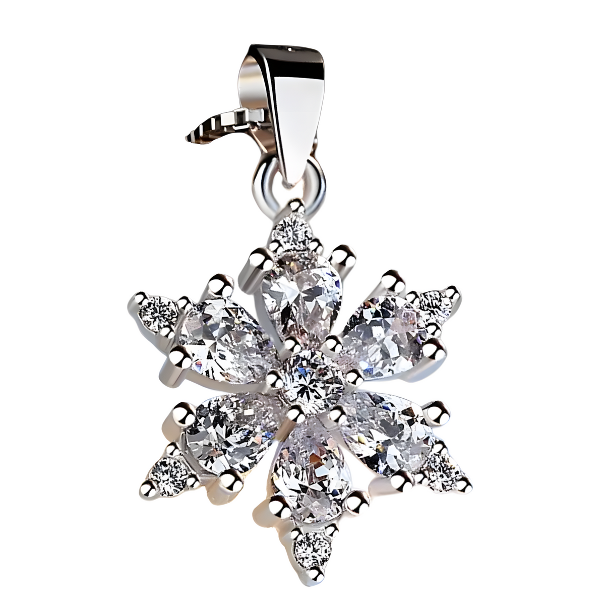 Sparkling Snowflake Pendant Necklace for Women – Brilliant Crystal Ice-Star 462