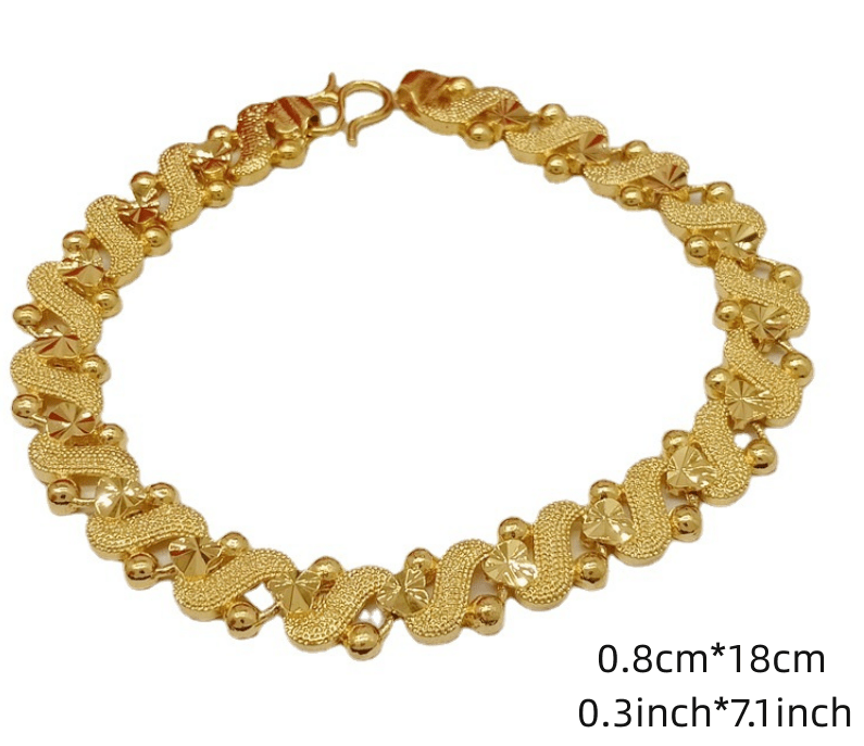 Stylish Gold Chain Bracelet Men with S-Shaped Design, Featuring Intricate 120
