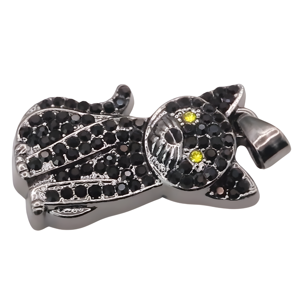 Black Crystal Cat Pendant Necklace, Multi-Tone Gold Plated Charm Pendant B249