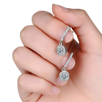 Wedding 925 Sterling Silver Eternity Earrings Women Sparkling Cubic Zirconic 498