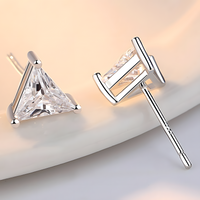 925 Silver-Plated Alloy Trillion Cut Zircon Stud Earrings Women – Sparkling 1040