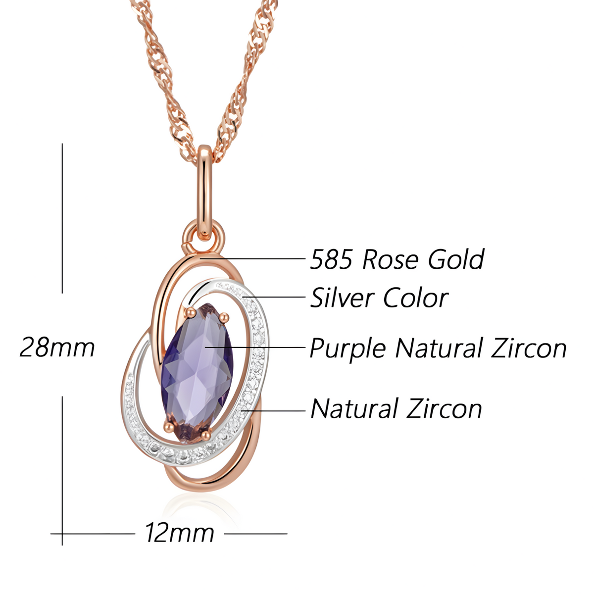 585 Rose Gold & Silver Tone Geometric Pendant Necklace – Copper Pendant 1270