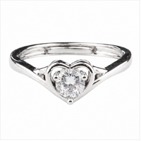 Women's Adjustable Heart Solitaire Zircon Ring, Round Brilliant Promise 1641
