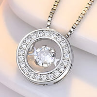 925 Sterling Silver Jewelry Round Zircon Pendants Necklaces Women Fine Semi 267
