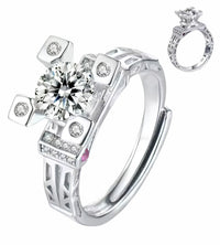 Adjustable Ring Round Brilliant Geometric Head Open Lattice Band Adjustable 1680