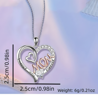 Mom Heart Pendant Necklace Women – Copper Alloy with Silver-Tone & RoseGold 1151