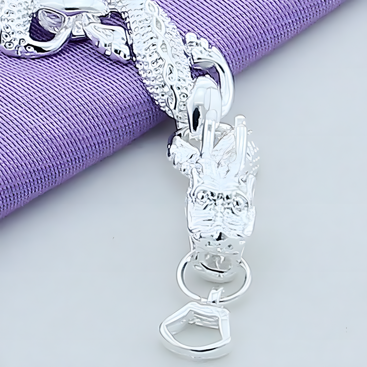 925 Silver-Plated Dragon Chain Bracelet for Men & Women –Classic 20cm Animal 892
