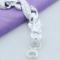 925 Silver-Plated Dragon Chain Bracelet for Men & Women –Classic 20cm Animal 892