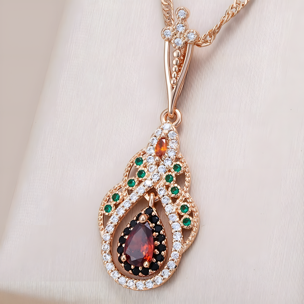 Unified Jewellery Arabian Alloy Crystal Pendant Necklace Gold-Tone Geometric 580