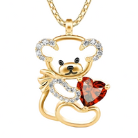 Teddy Bear Heart Necklace Women–Zinc Alloy Gold Colour Outline Bear Pendant 1172