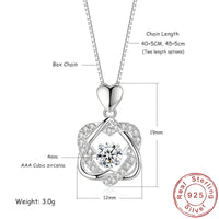 Sterling Silver Heart Knot Pendant Necklace for Women – Real 925 Box Chain 289