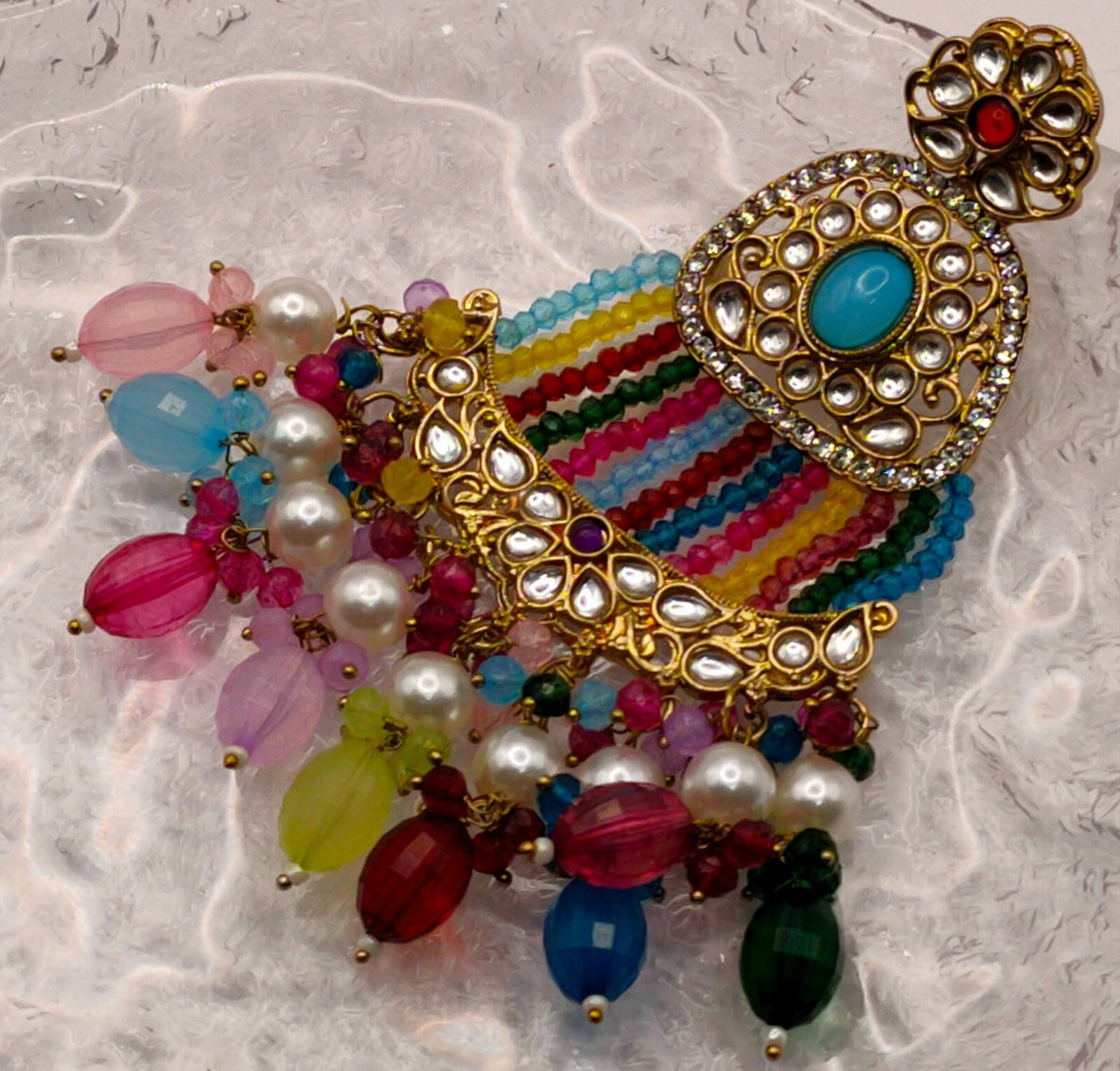 Elegant Bollywood Inspired Gold Kundan Earrings - Traditional Indian Jewelry 175