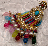 Elegant Bollywood Inspired Gold Kundan Earrings - Traditional Indian Jewelry 175
