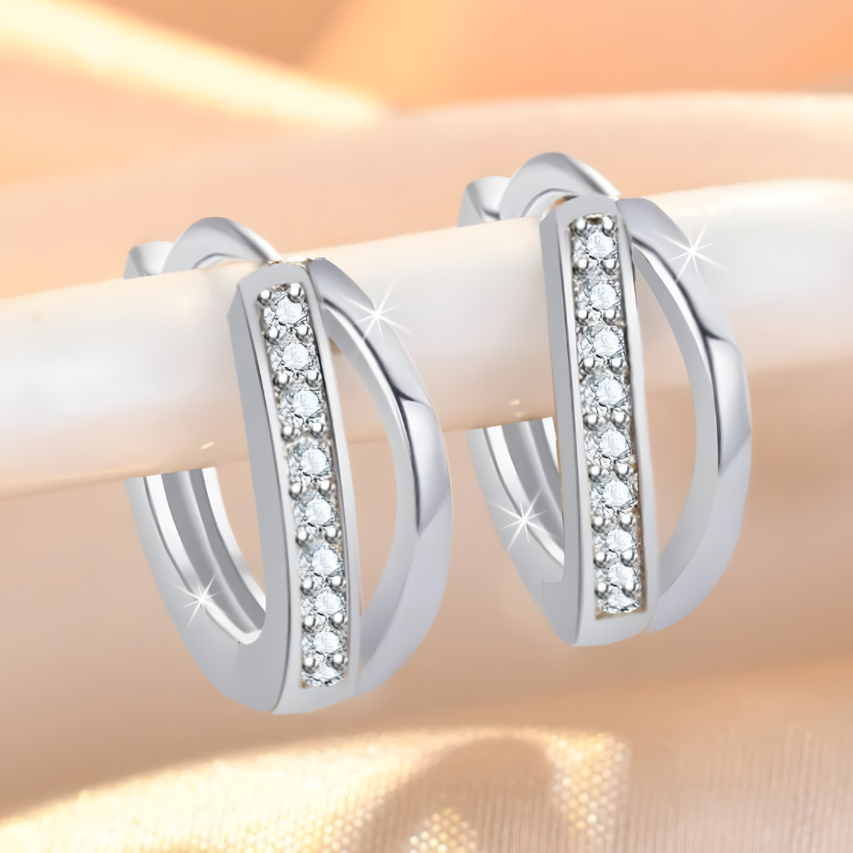 925 Sterling Silver Crossover Hoop Earrings for Women – 15mm Huggie Hoops 308