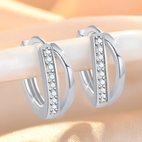 925 Sterling Silver Crossover Hoop Earrings for Women – 15mm Huggie Hoops 308