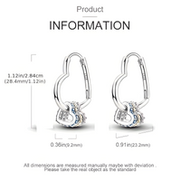 Sterling Silver Heart Earrings for Women – 925 Silver Plated Hoops with Blue 830