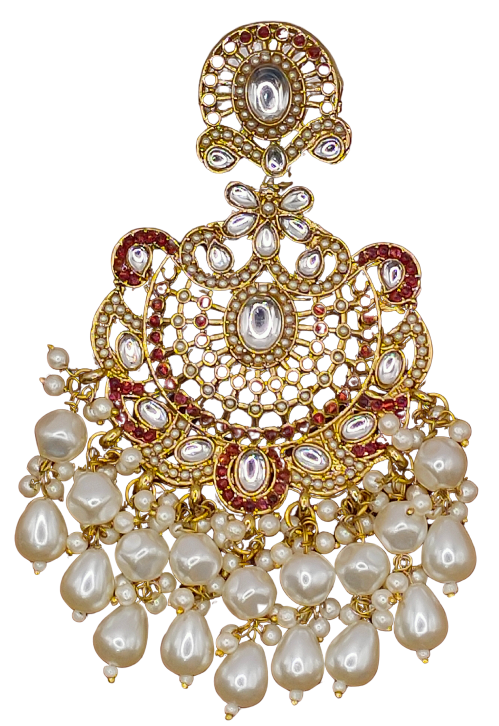 Elegant Bollywood Inspired Gold Kundan Earrings - Traditional Indian Jewelry 217