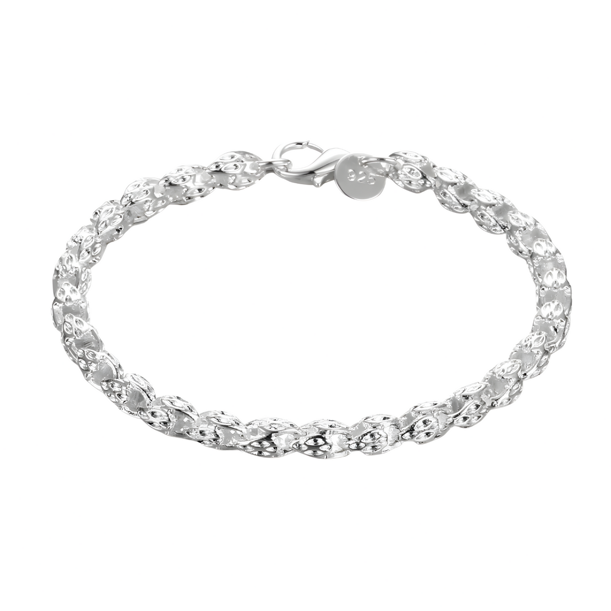 925 Sterling Silver Bracelet Women Men 5MM Width 20CM 8 Inch Lobster Clasp 1770
