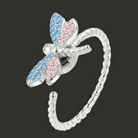 Dragonfly Fidget Spinner Ring, Adjustable Anxiety, Rotating Dragonfly, Blue 378