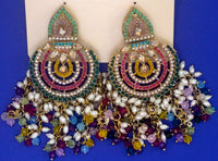 Elegant Bollywood Inspired Gold Kundan Earrings - Traditional Indian Jewelry 178