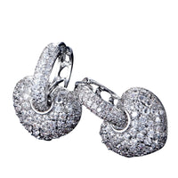 Sparkling Heart Drop Earrings Fine Rhinestone Embellishments - 925 Sterling 331