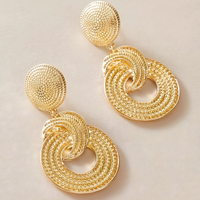 Geometric Gold Drop Earrings for Women Trendy Zinc Alloy Statement Earrings 786