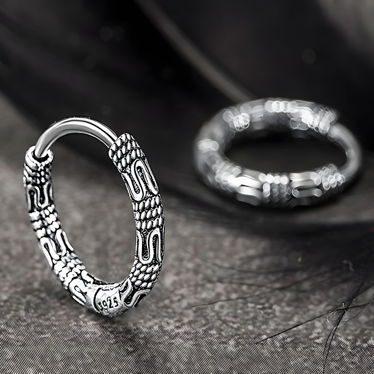 925 Sterling Silver Plated Hoop Earrings, Vintage Retro Huggie Earrings 466
