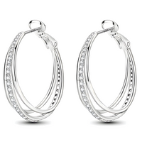 Luxurious Interlocking Zircon Hoop Earrings Hypoallergenic Sterling Silver 620