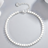Geometric Faceted Bead Bracelet For Women Adjustable Lobster Clasp Round 1766