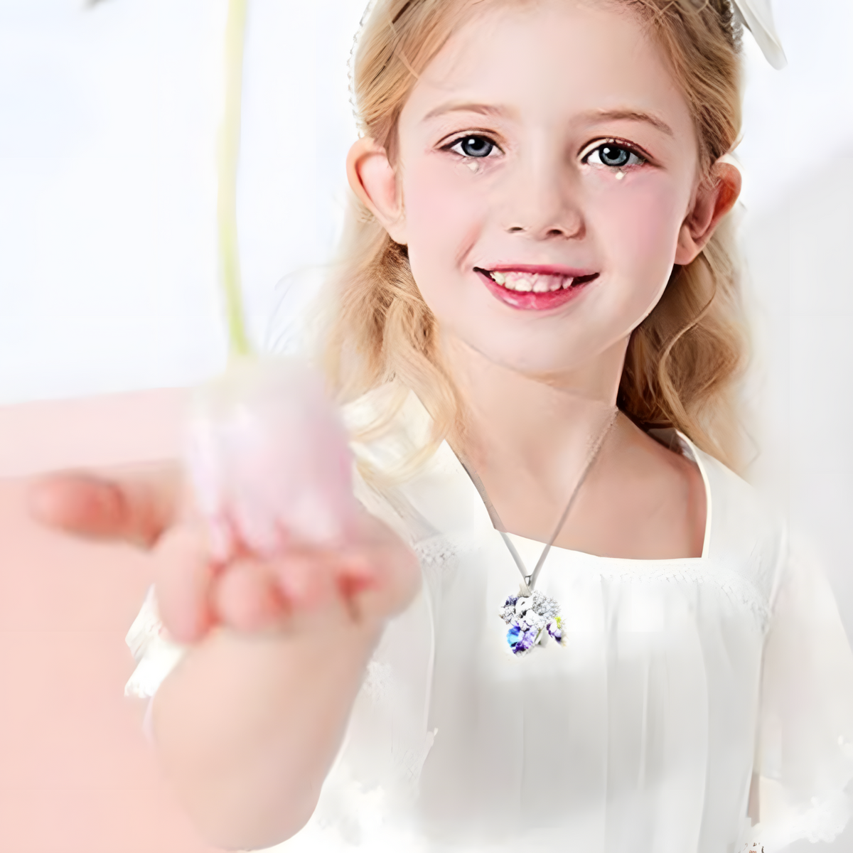 Unicorn Heart Pendant Necklace for Women – Colourful Crystal Glass Heart 1168