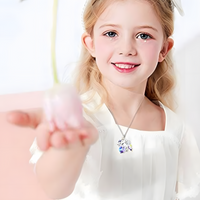 Unicorn Heart Pendant Necklace for Women – Colourful Crystal Glass Heart 1168
