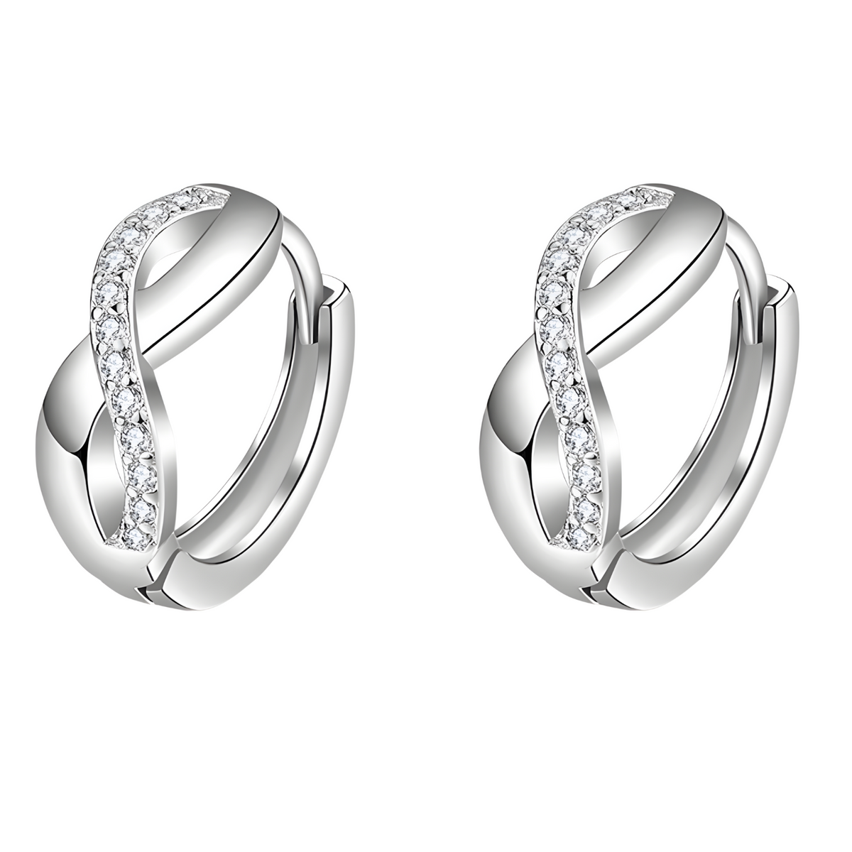 925 Sterling Silver Twist Zircon Earrings for Women – Elegant Geometric Clip 804