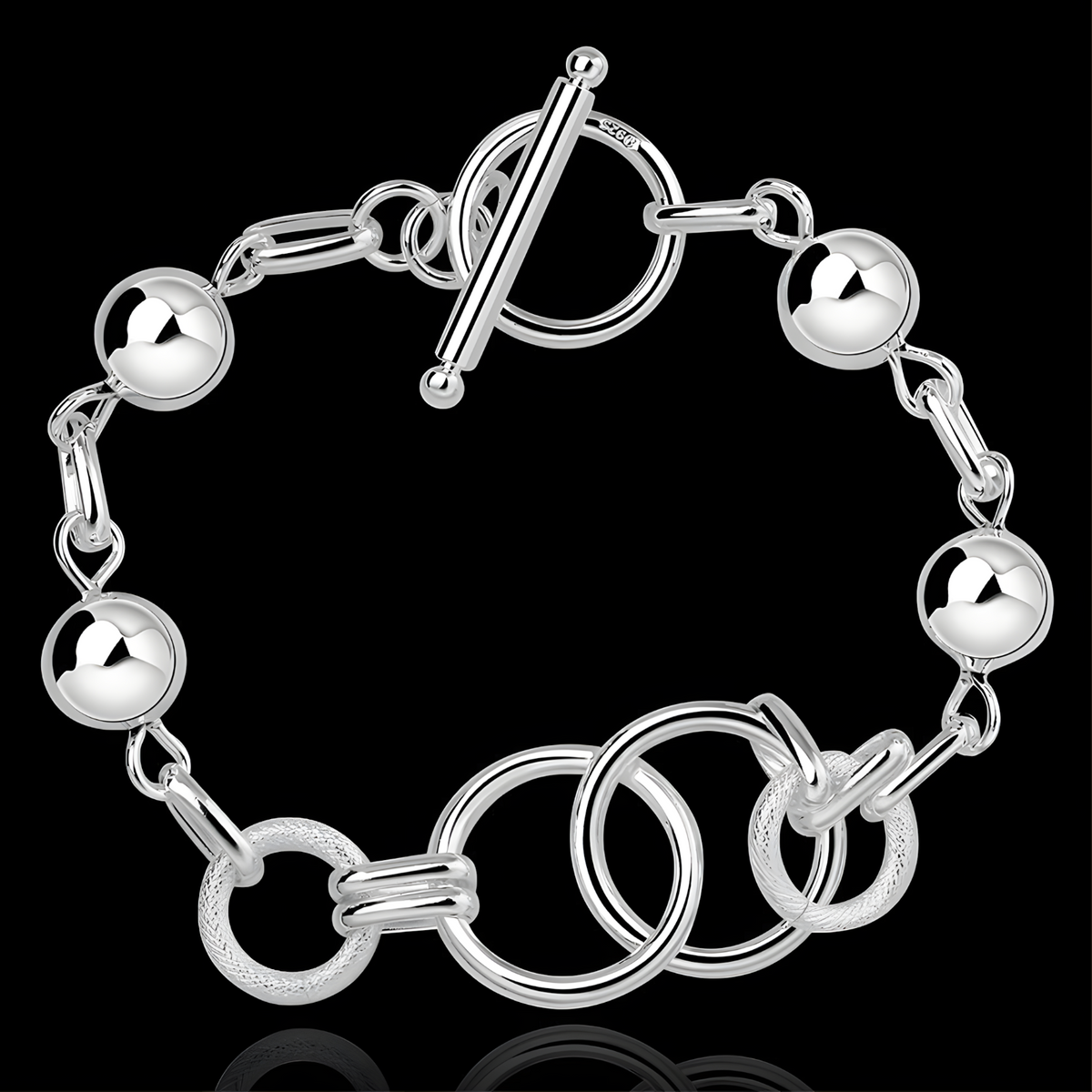 Toggle Bracelet For Women - Circle Link Chain Bracelet With Polished Ball 1782