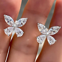 925 Silver-Plated Alloy Butterfly CZ Stud Earrings Women – Sparkling Zircon 997