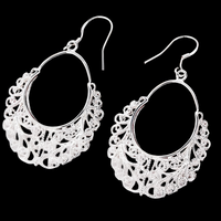 Vintage Filigree Drop Earrings for Women – Copper Alloy 925 Silver Plating 1203