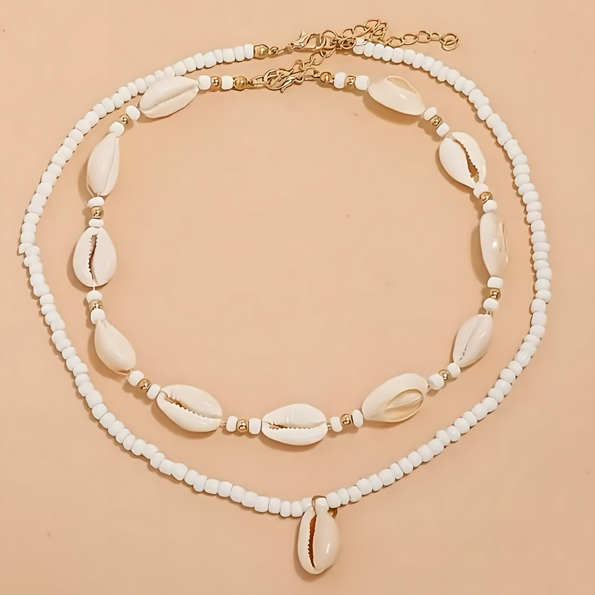Bohemian Shell Bead Necklace for Women Vintage Multi Layered Cowrie Pendant 692