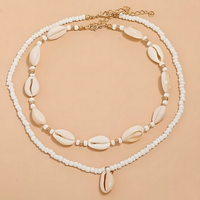 Bohemian Shell Bead Necklace for Women Vintage Multi Layered Cowrie Pendant 692