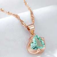 585 Rose Gold Colour Heart Pendant Necklace for Women, Copper Metal Zircon 1271