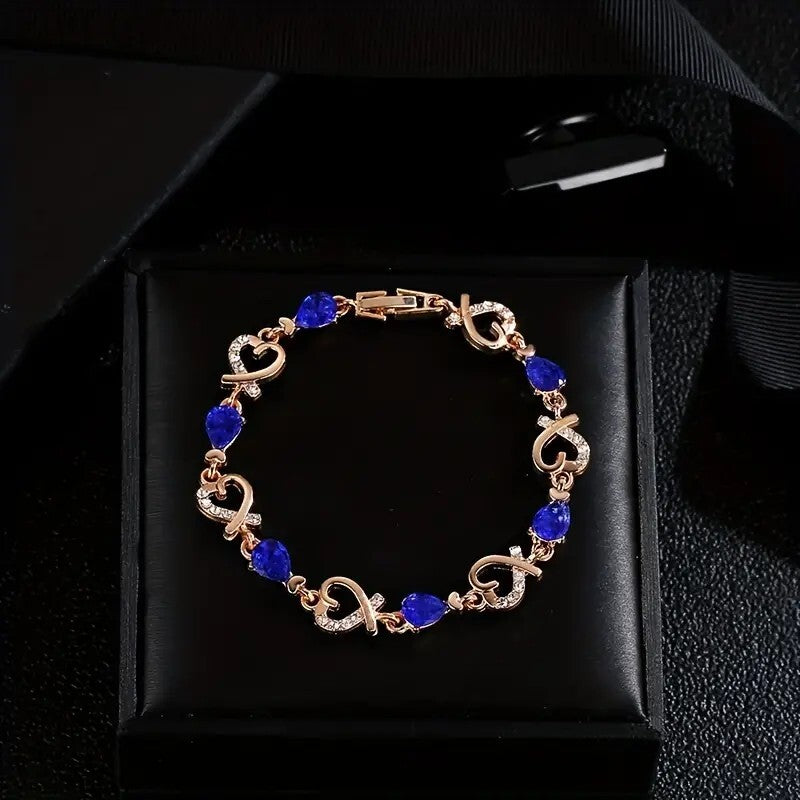 Chain Bracelet With Love Heart Shape Beads Elegant Hand Bracelet For Women 106