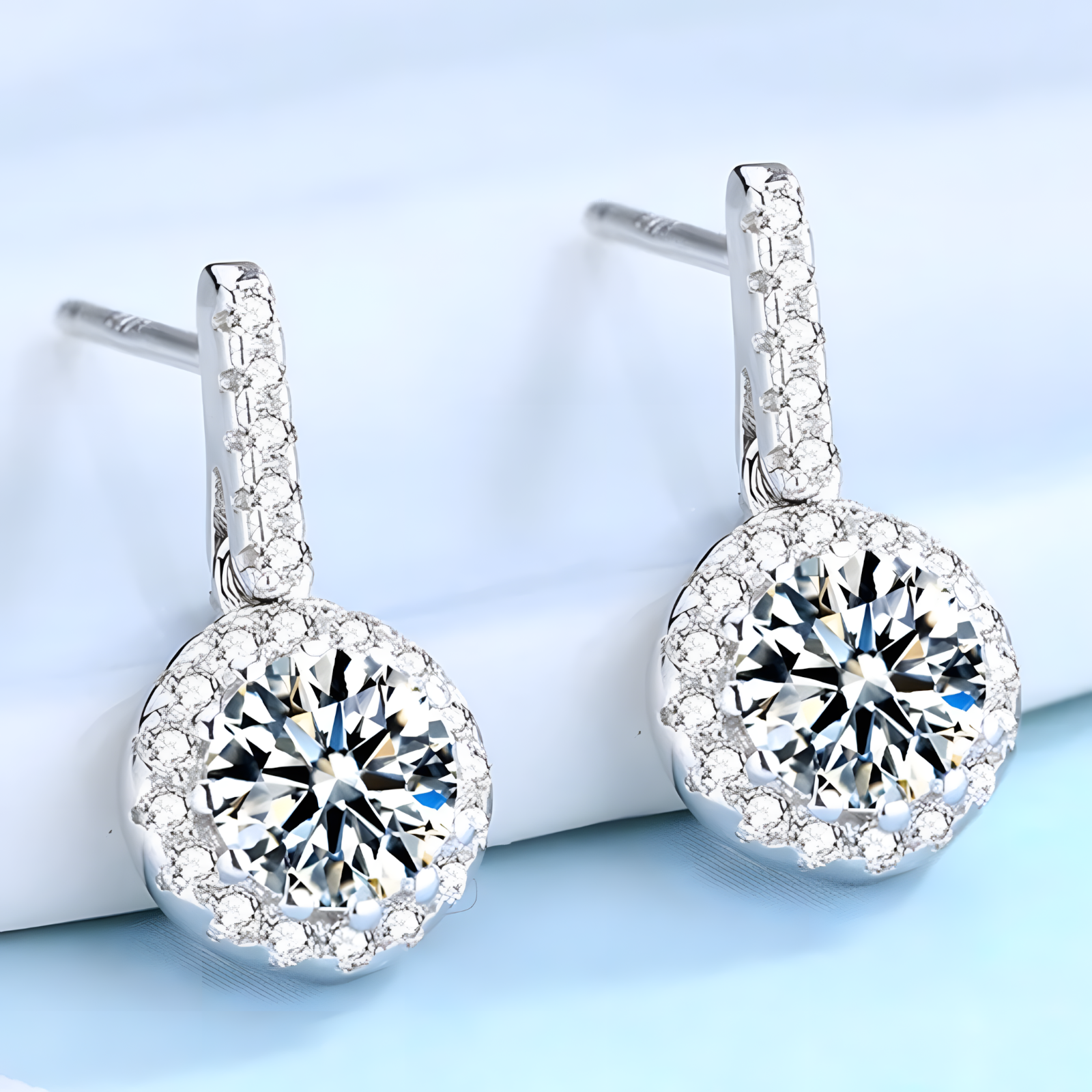Sterling Silver Cubic Zirconia Drop Earring Elegant 925 Silver Plated Dangle 305