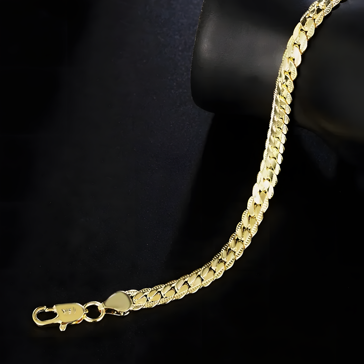 18K Gold Plated Herringbone Bracelet for Women and Men Elegant Snake Chain 437