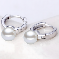 925 Silver-Plated Pearl Hoop Earrings for Women – Simulated Water Drop Pearl 938