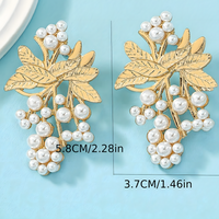 Pearl Cluster Leaf Earrings for Women –Trendy Gold-Tone Copper Stud Earrings 767